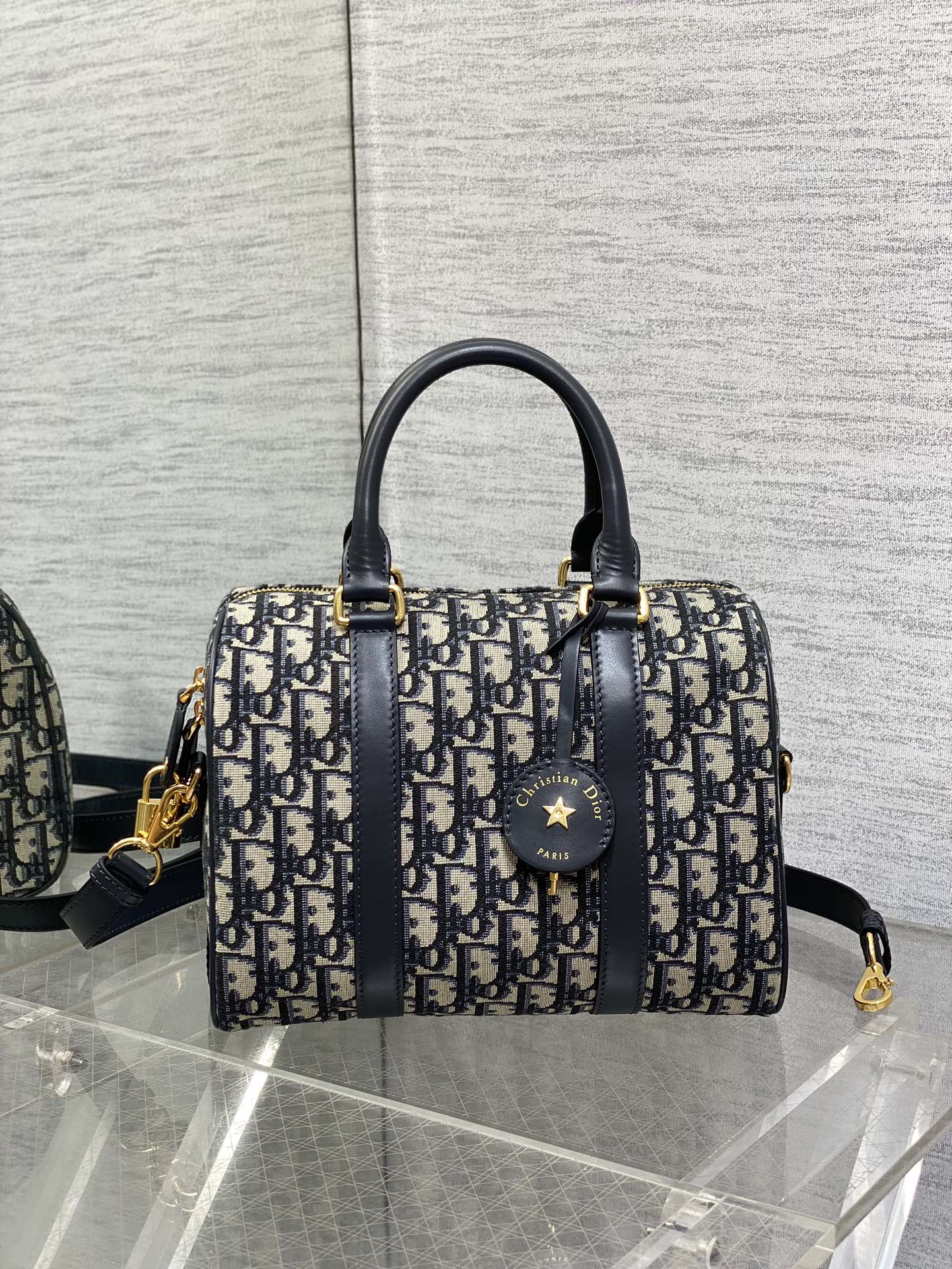 DIOR GROOVE 25 BAG IN BLACK MIX BEIGE OBLIQUE MONOGRAM JACQUARD