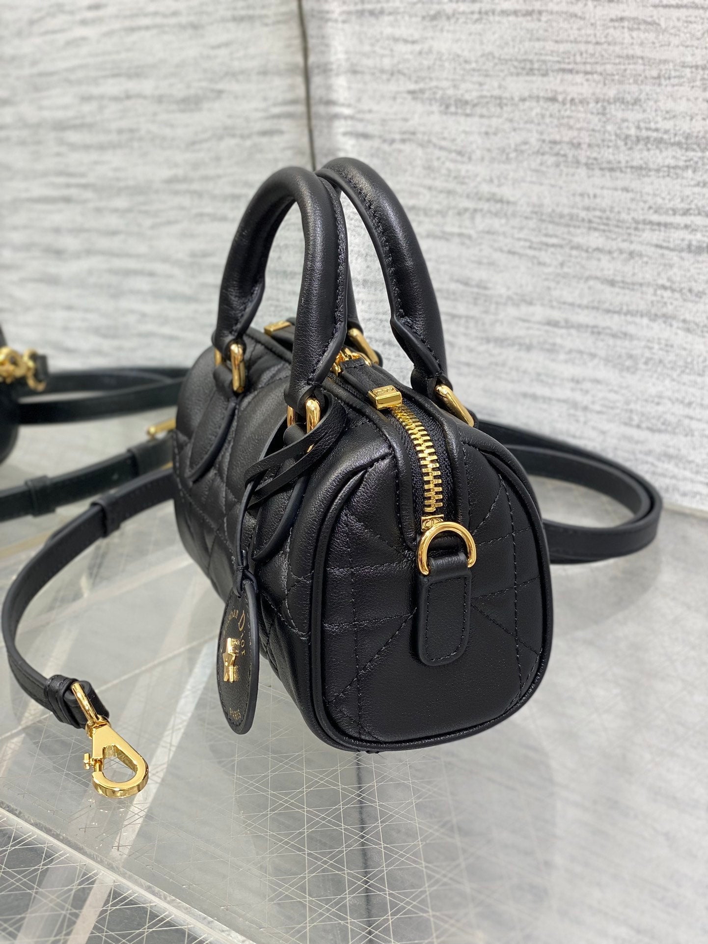DIOR GROOVE MINI 17 BAG IN BLACK LAMBSKIN