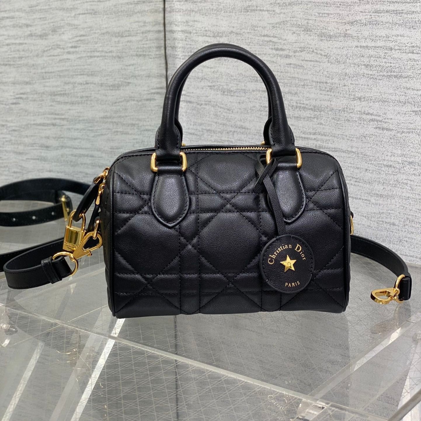 DIOR GROOVE MINI 20 BAG IN BLACK LAMBSKIN