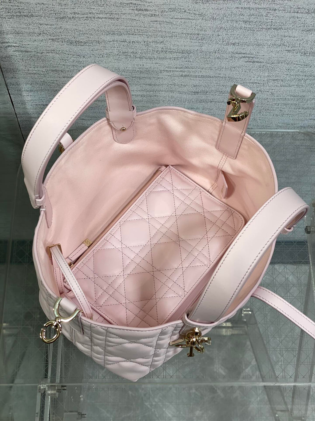 DIOR ALWAYS MINI 23 BAG IN LIGHT PINK MACROCANNAGE CALFSKIN