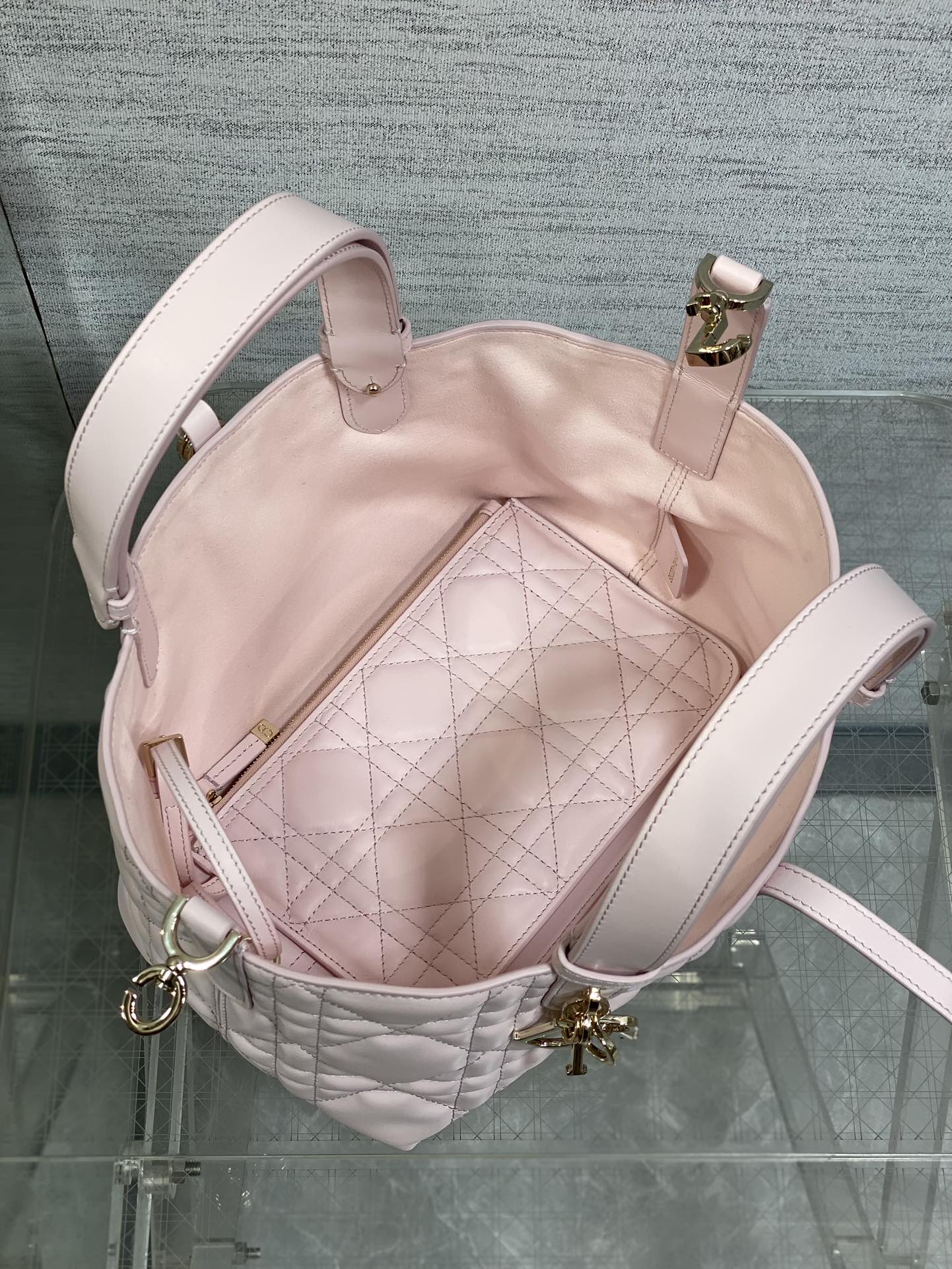 DIOR ALWAYS MINI 23 BAG IN LIGHT PINK MACROCANNAGE CALFSKIN