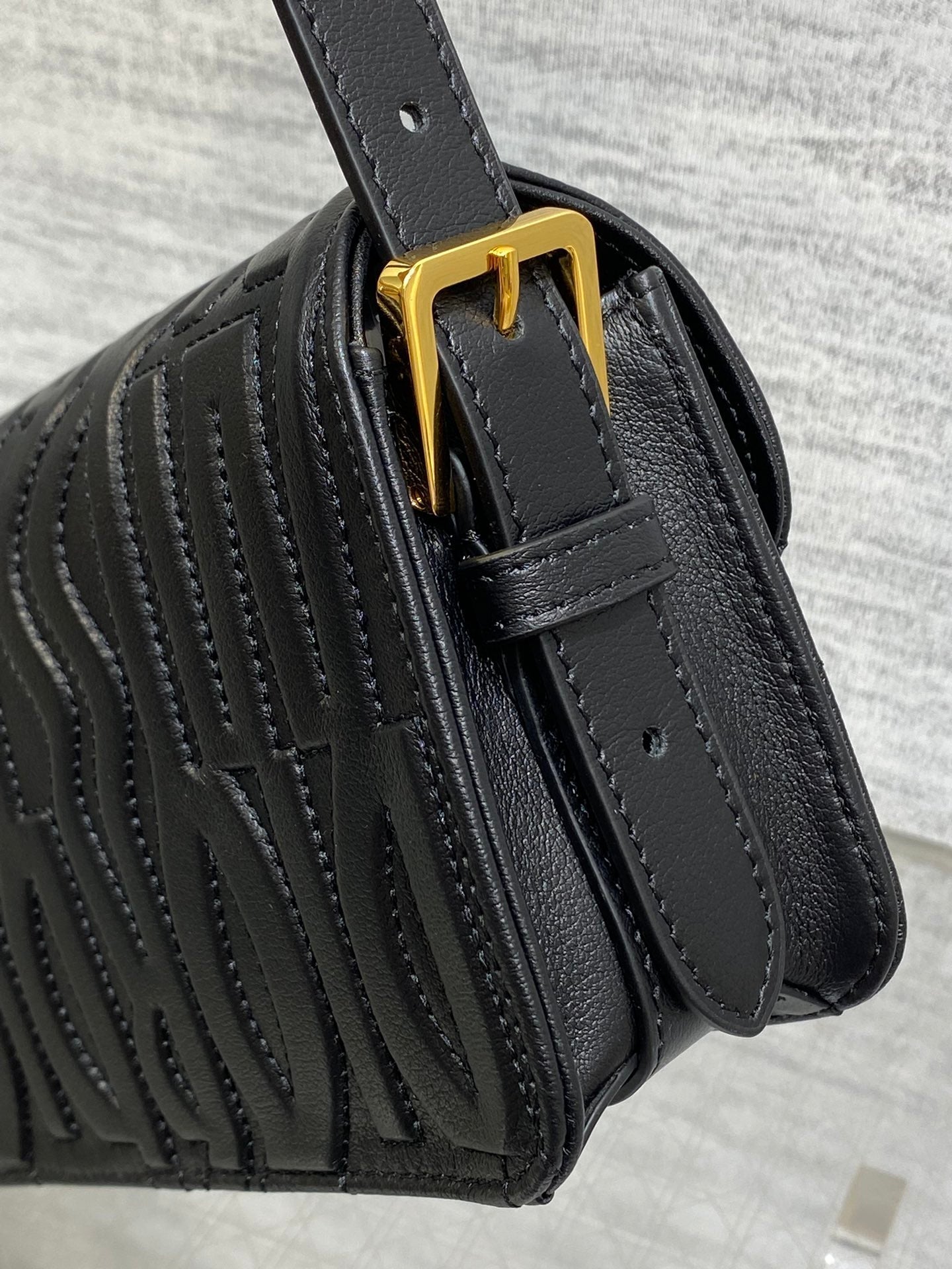 DIOR FLAP BAG 18 BLACK QUILTED ALLOVER CALFSKIN