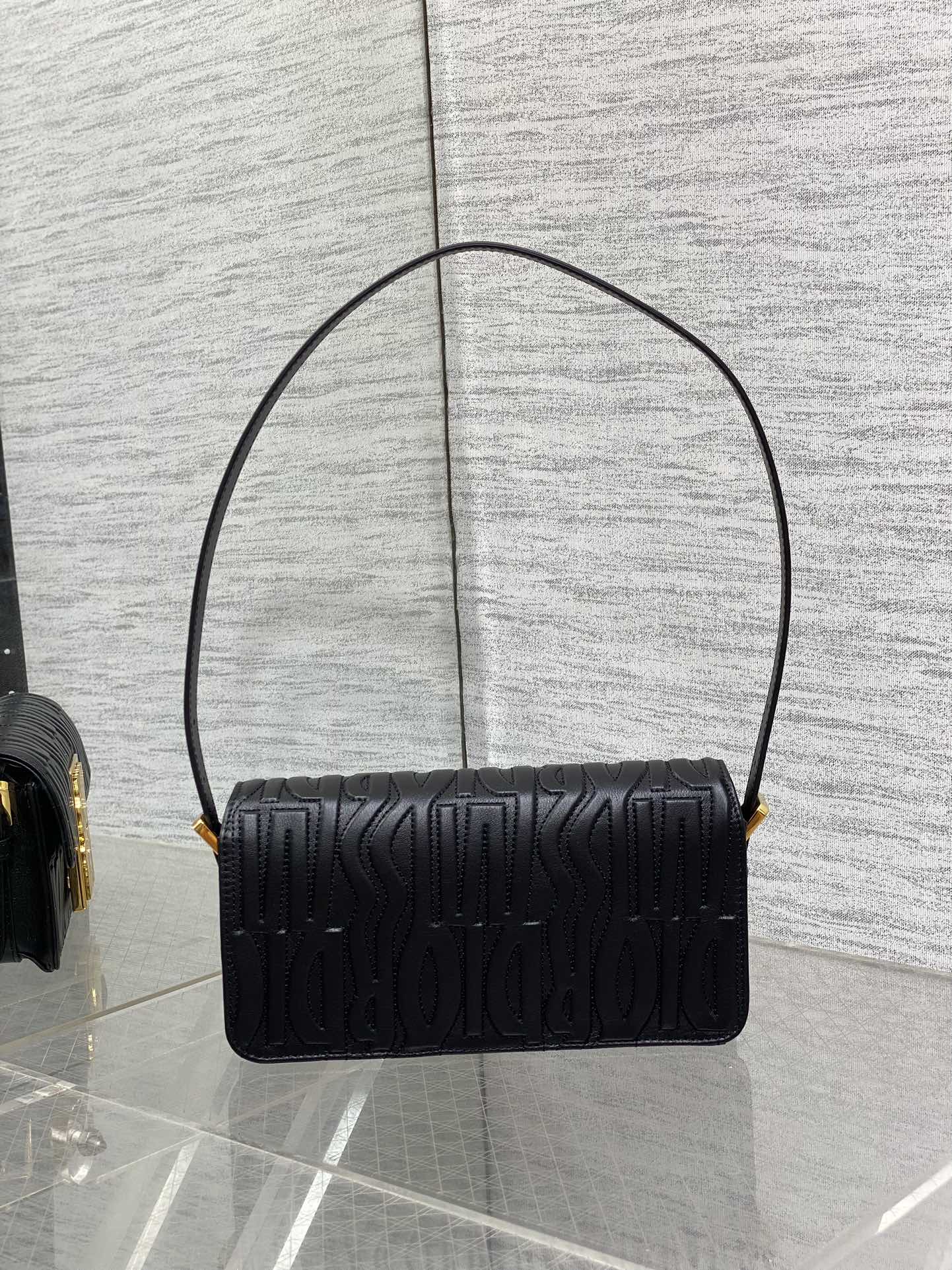DIOR FLAP BAG 18 BLACK QUILTED ALLOVER CALFSKIN