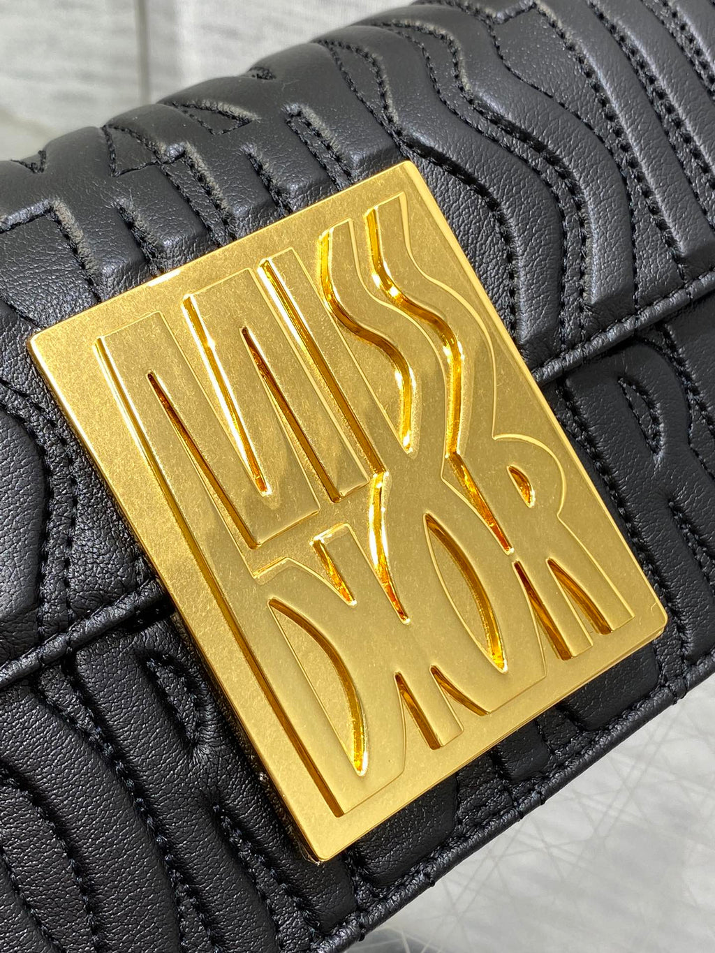 DIOR FLAP BAG 18 BLACK QUILTED ALLOVER CALFSKIN