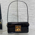 DIOR FLAP BAG 18 IN BLACK PATENT CALFSKIN