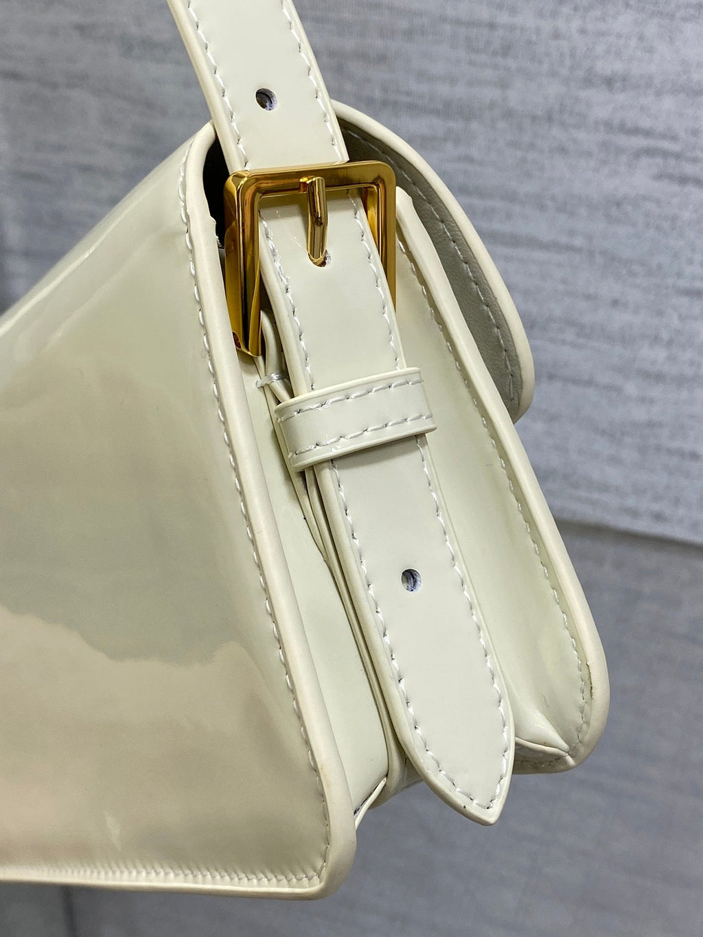 DIOR FLAP BAG 18 IN WHITE PATENT CALFSKIN