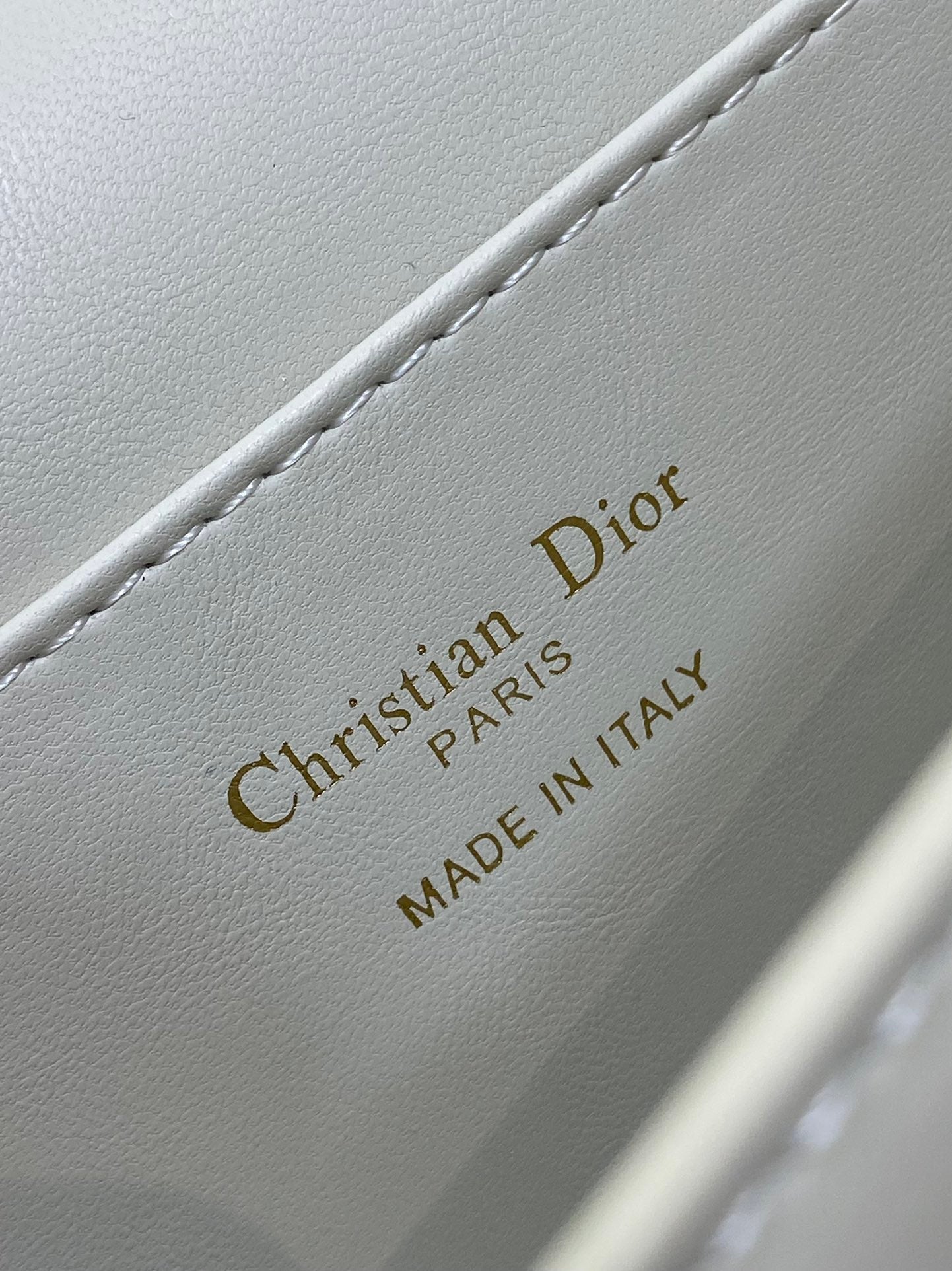 DIOR FLAP BAG 18 IN WHITE PATENT CALFSKIN