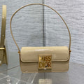 DIOR FLAP BAG 18 IN WHEAT TAN PATENT CALFSKIN