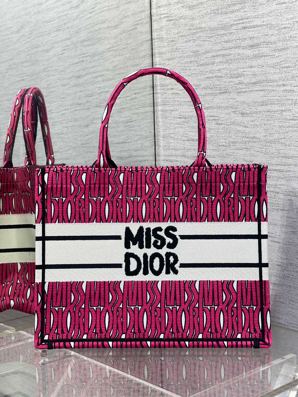 DIOR MISS TOTE 36 IN MAGENTA PURPLE CANVAS