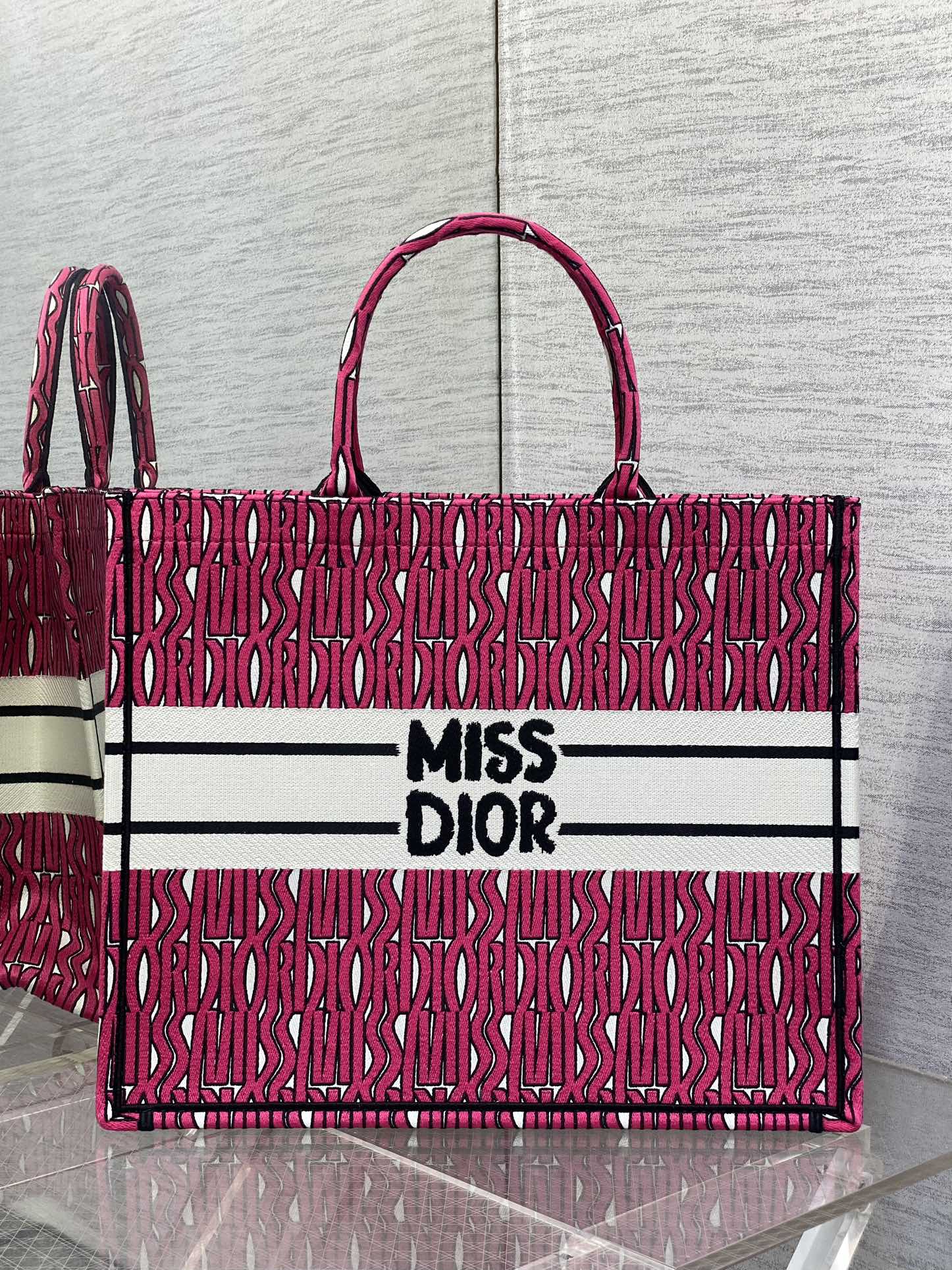 DIOR MISS LARGE TOTE 42 IN MAGENTA PURPLE CANVAS