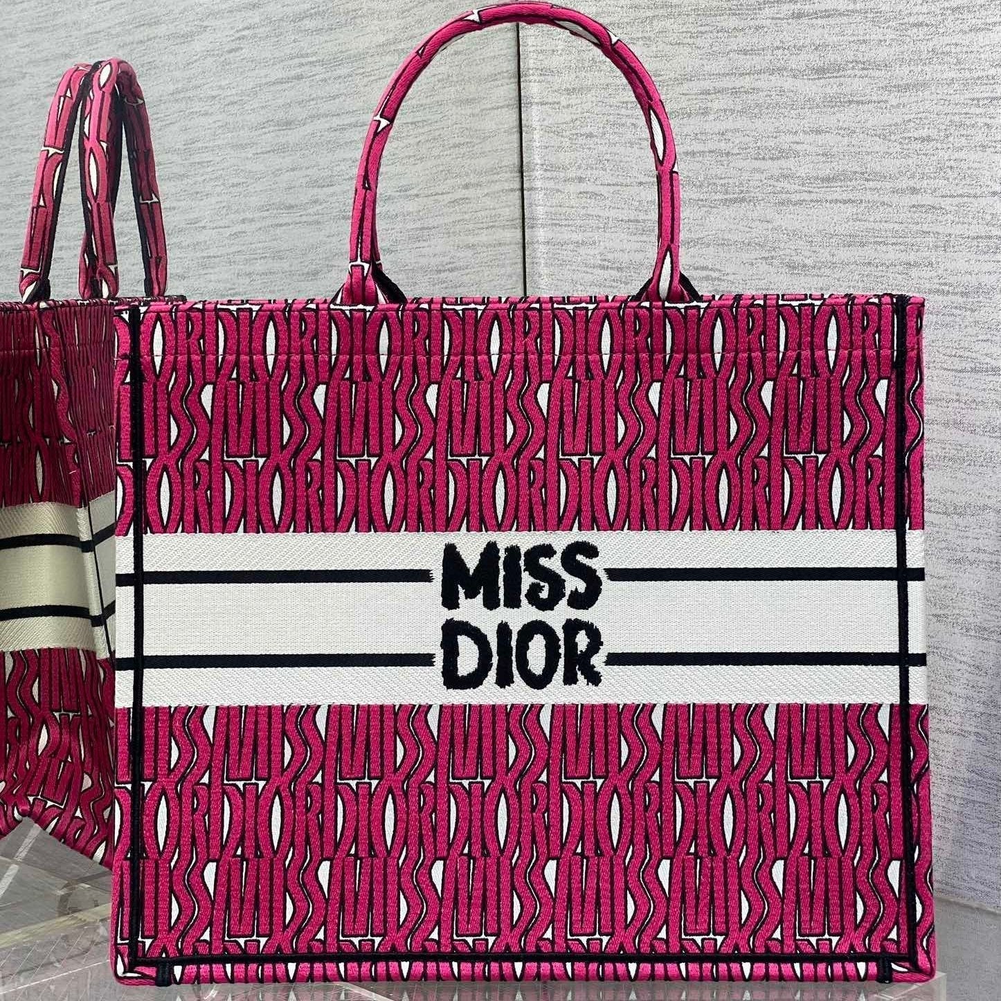DIOR MISS LARGE TOTE 42 IN MAGENTA PURPLE CANVAS