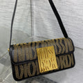 DIOR MINI FLAP BAG 18 IN BLACK LAMBSKIN WITH GOLD RHINSTONES