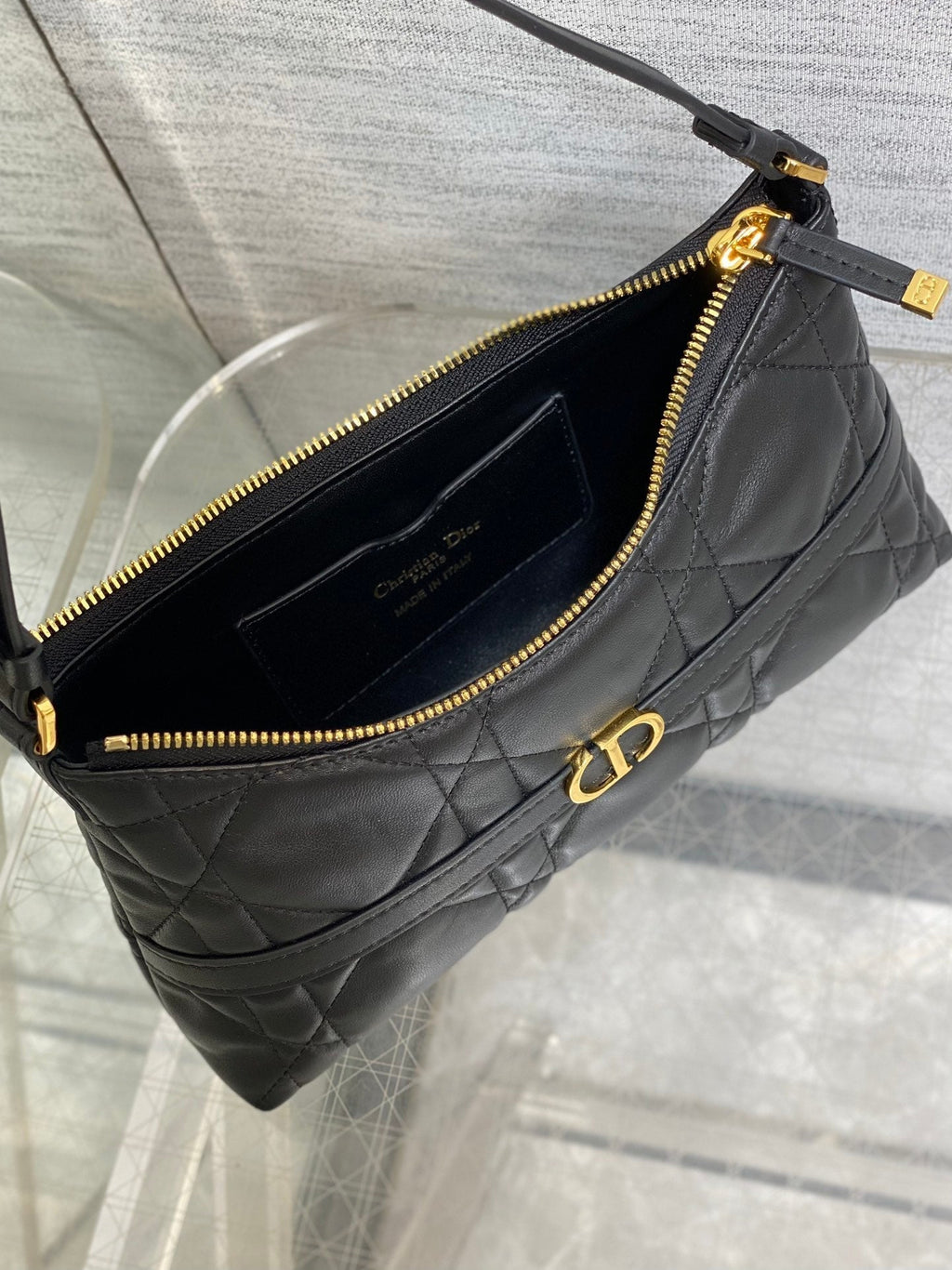 DIOR MISS CARO CIGALE MINI 18 BAG BLACK MACROCANNAGE LAMBSKIN