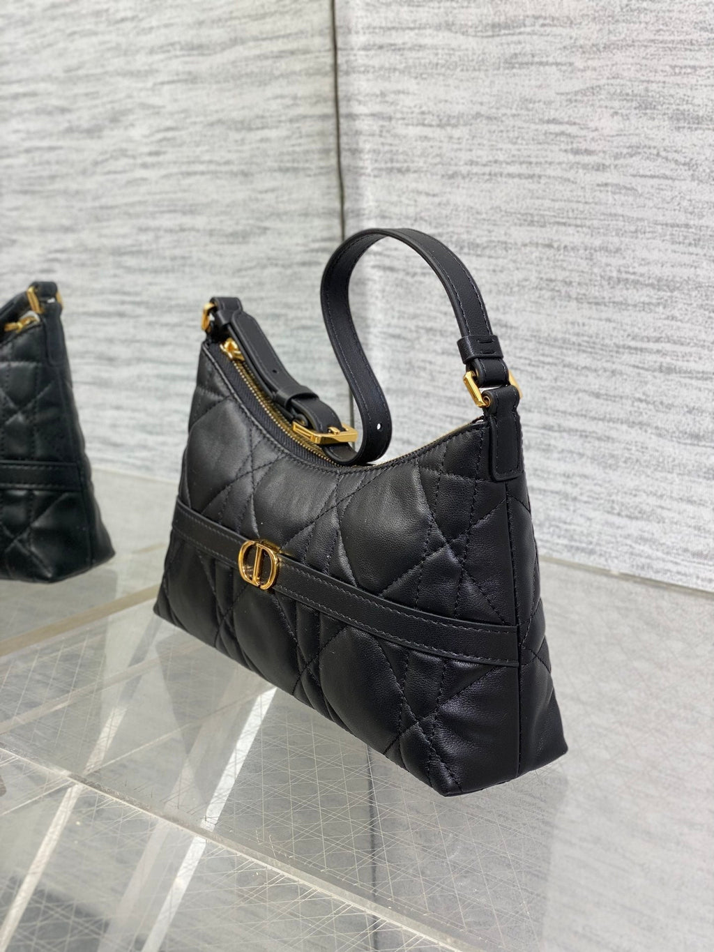 DIOR MISS CARO CIGALE MINI 18 BAG BLACK MACROCANNAGE LAMBSKIN