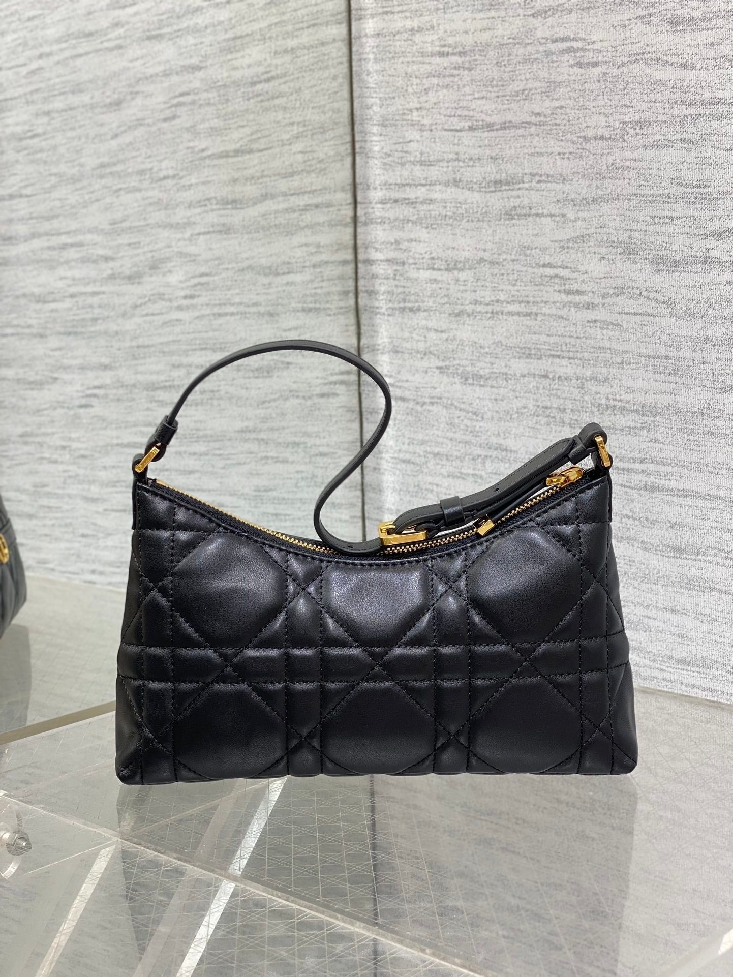 DIOR MISS CARO CIGALE MINI 18 BAG BLACK MACROCANNAGE LAMBSKIN