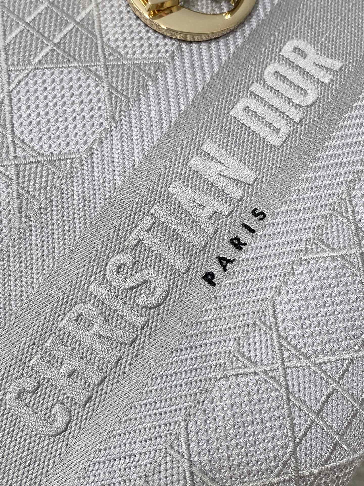 DIOR SMALL 24 LADY BAG IN PALE GRAY CANVAS