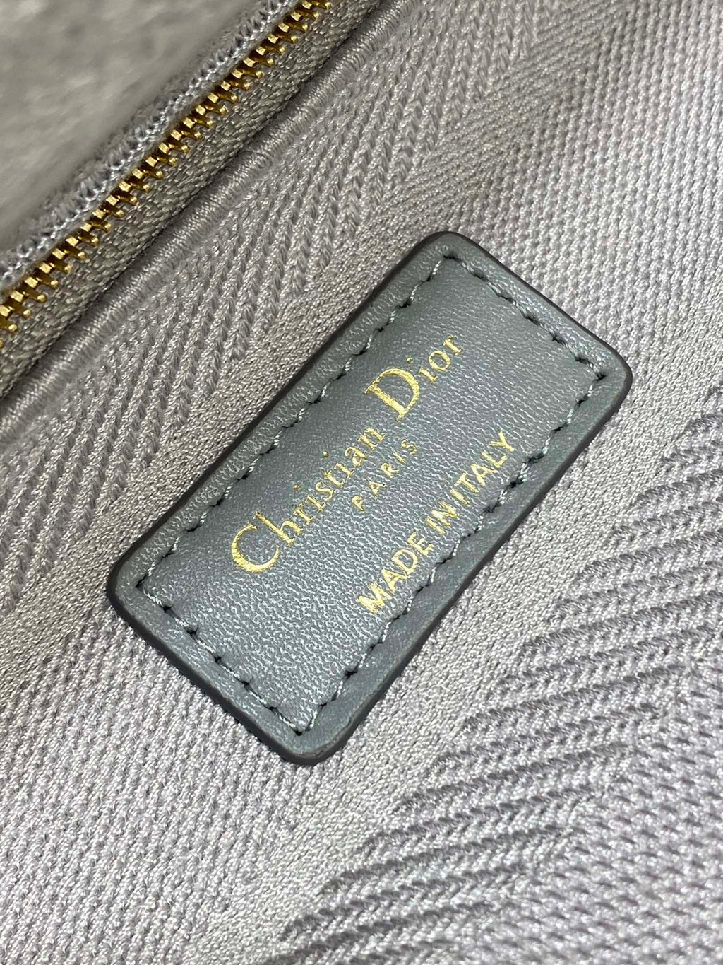 DIOR SMALL 24 LADY BAG IN PALE GRAY CANVAS