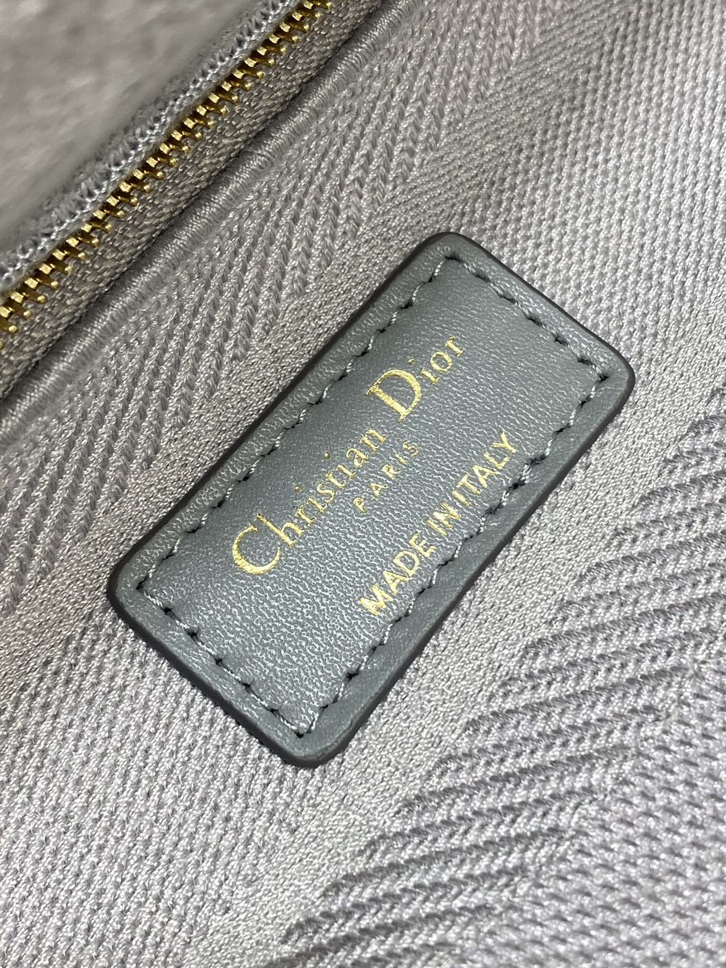 DIOR SMALL 24 LADY BAG IN PALE GRAY CANVAS
