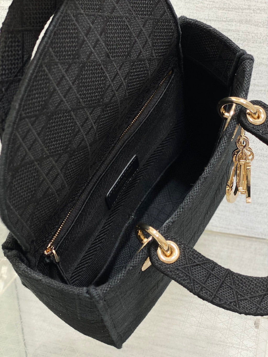 DIOR SMALL 24 LADY BAG IN BLACK CANVAS