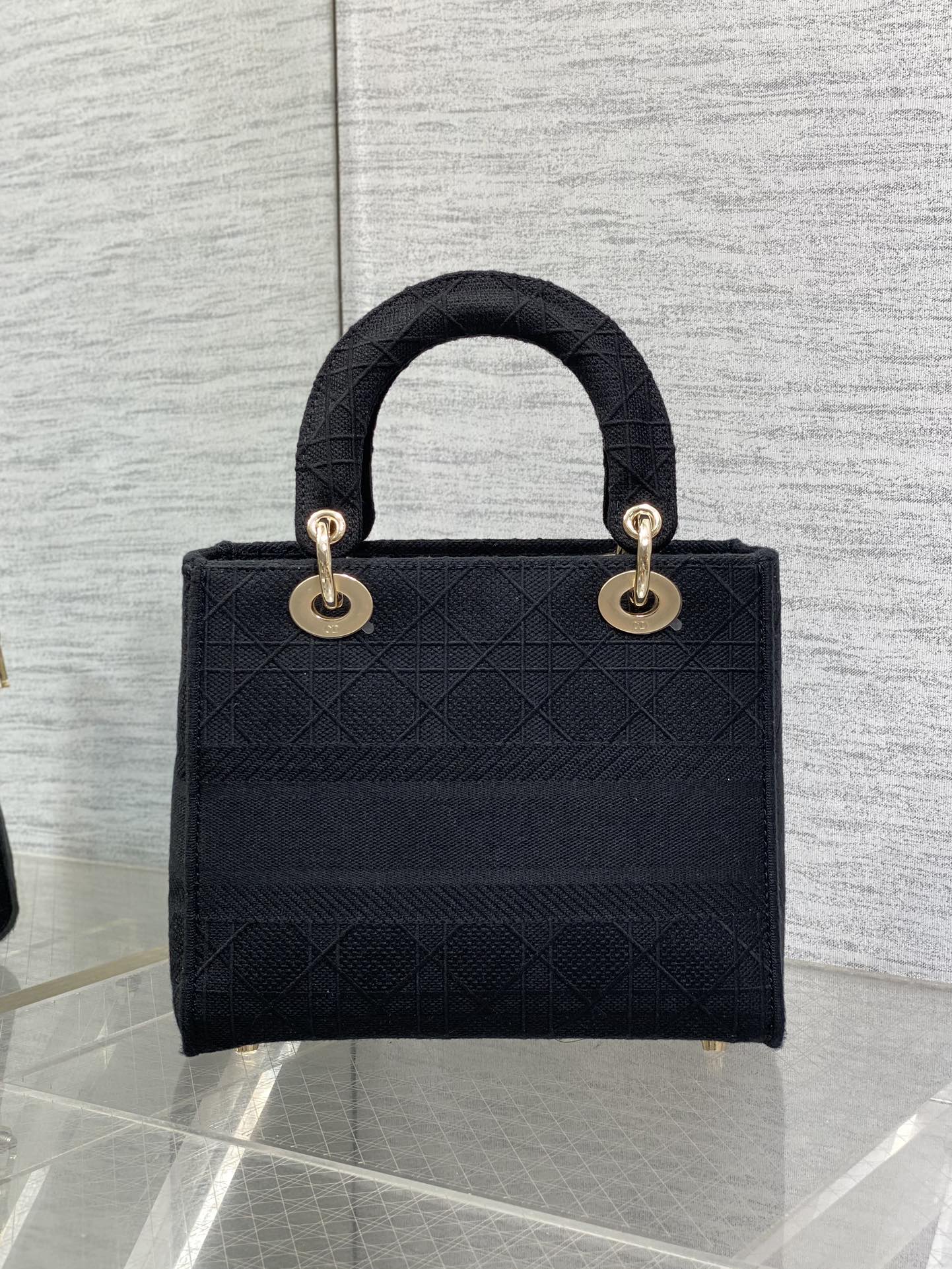 DIOR SMALL 24 LADY BAG IN BLACK CANVAS