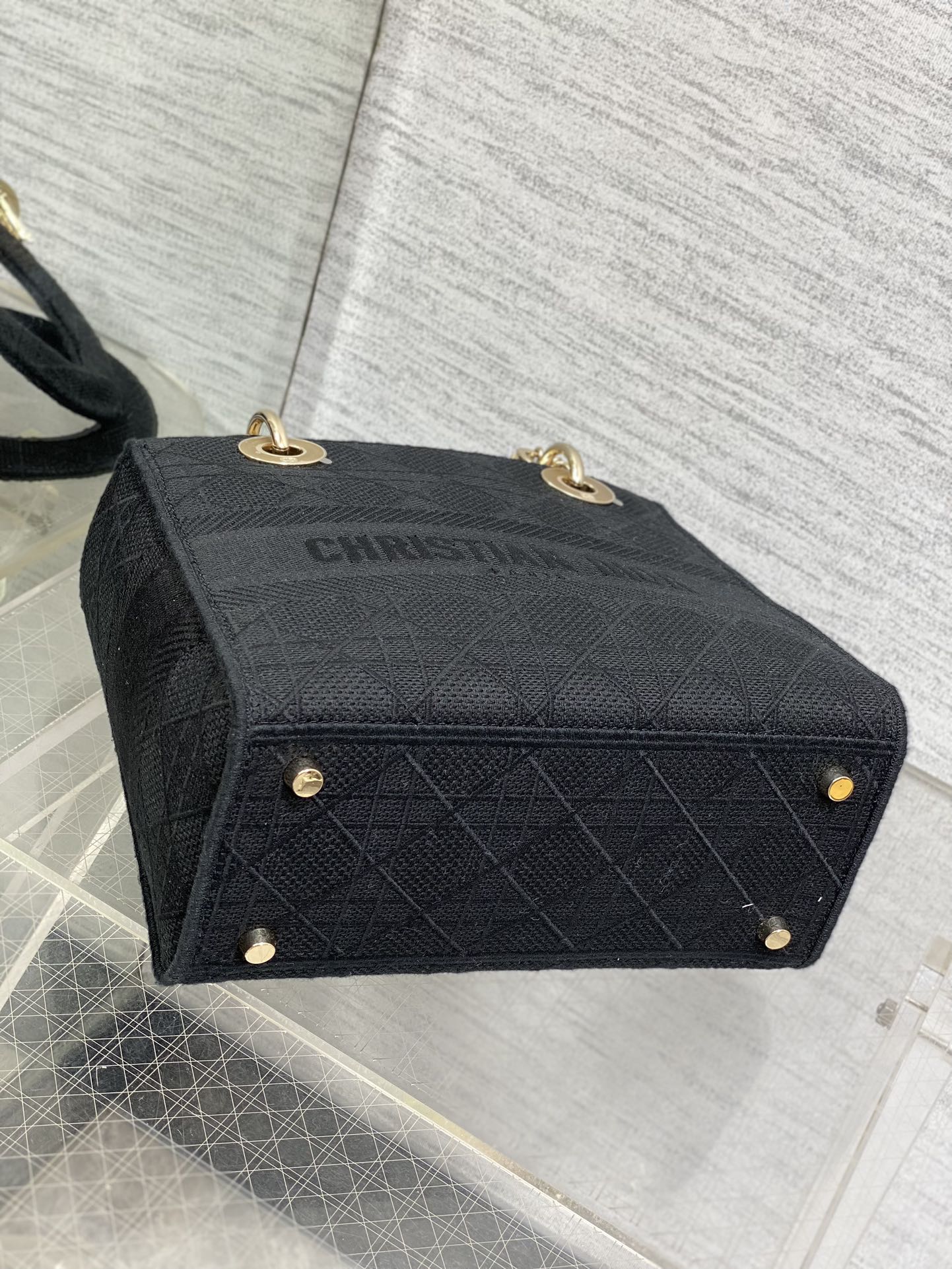 DIOR SMALL 24 LADY BAG IN BLACK CANVAS