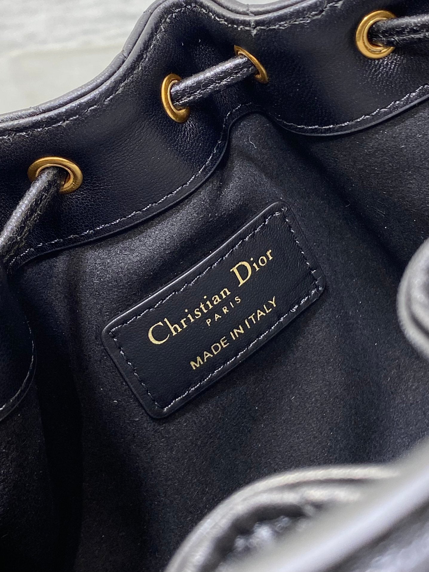 DIOR SMALL 18 JOLIE BUCKET BAG BLACK MACROCANNAGE LAMBSKIN