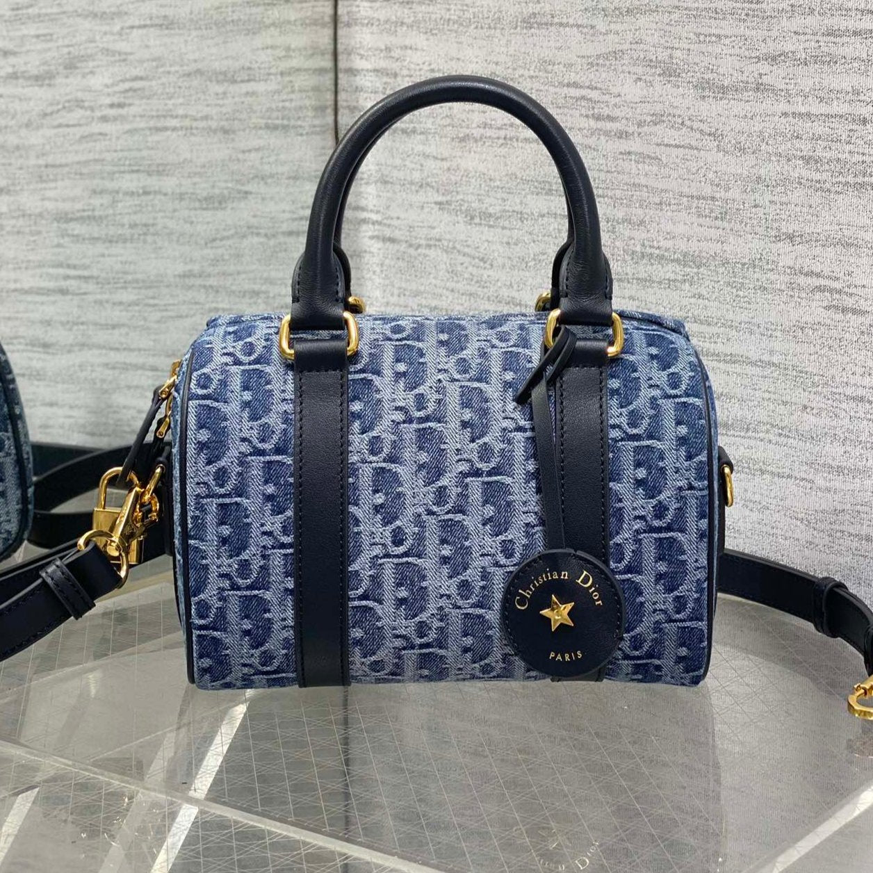 DIOR GROOVE 20 BAG IN DENIM BLUE OBLIQUE MONOGRAM JACQUARD