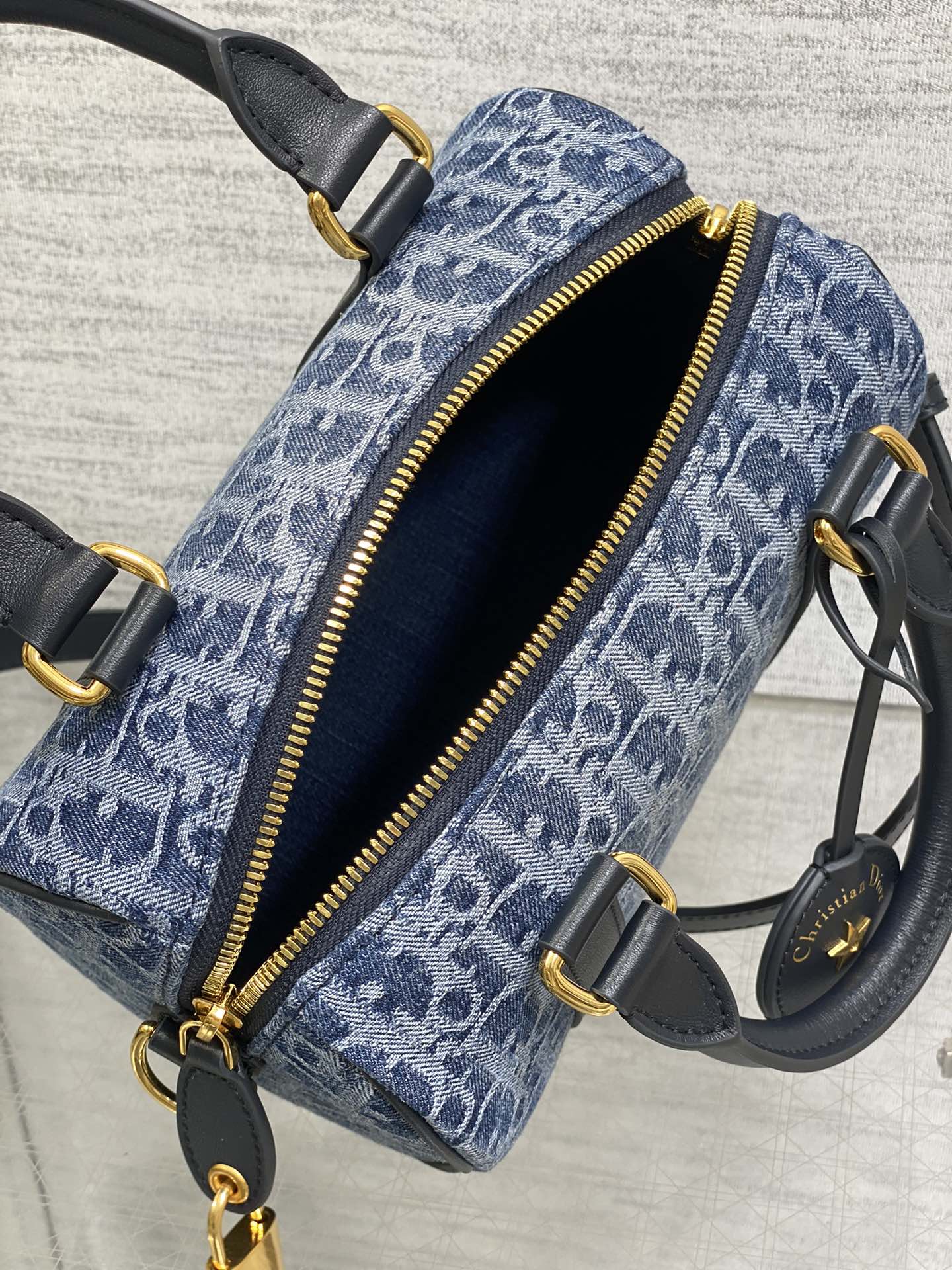 DIOR GROOVE 20 BAG IN DENIM BLUE OBLIQUE MONOGRAM JACQUARD