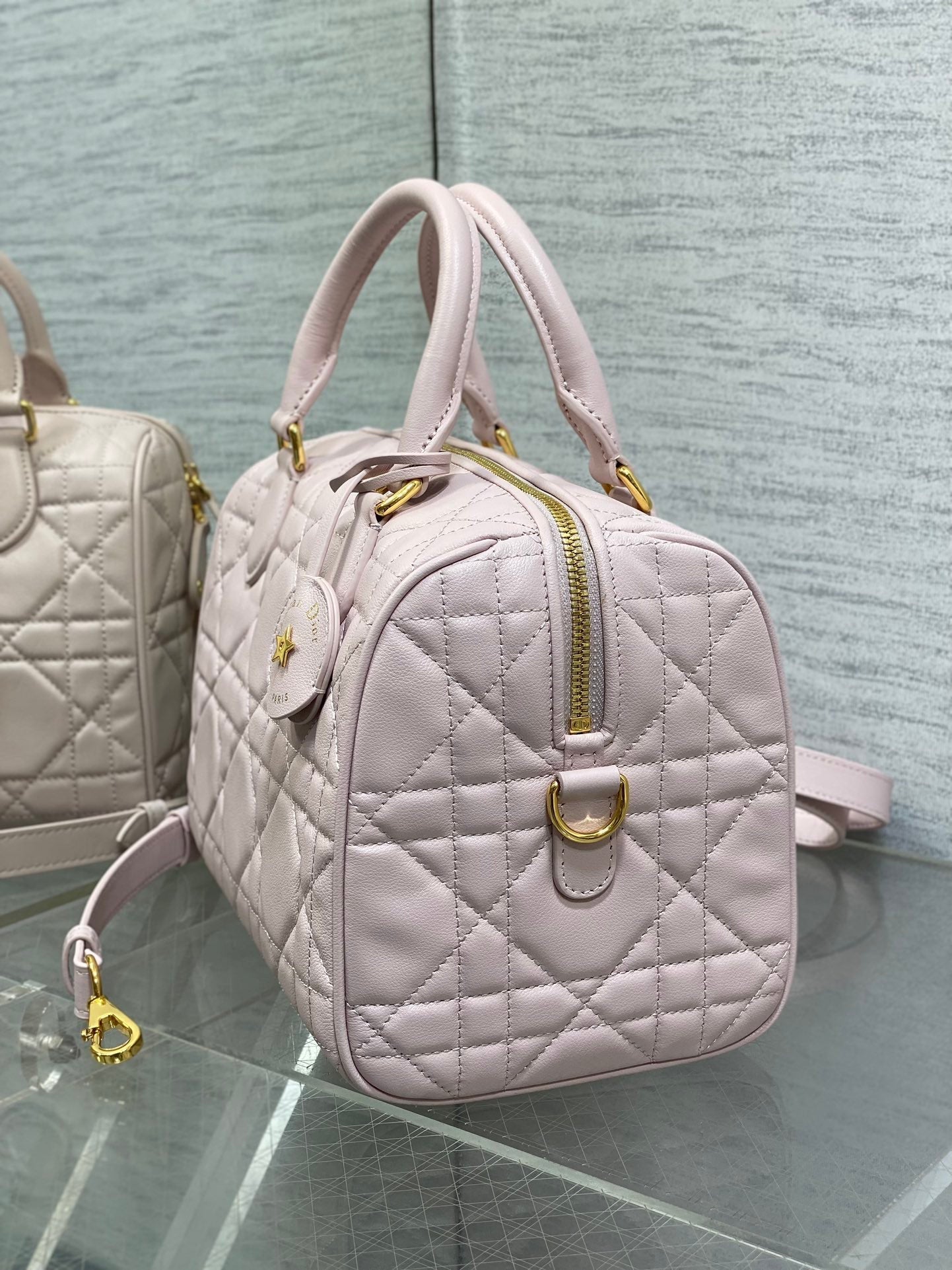DIOR GROOVE 25 BAG IN LIGHT PINK LAMBSKIN