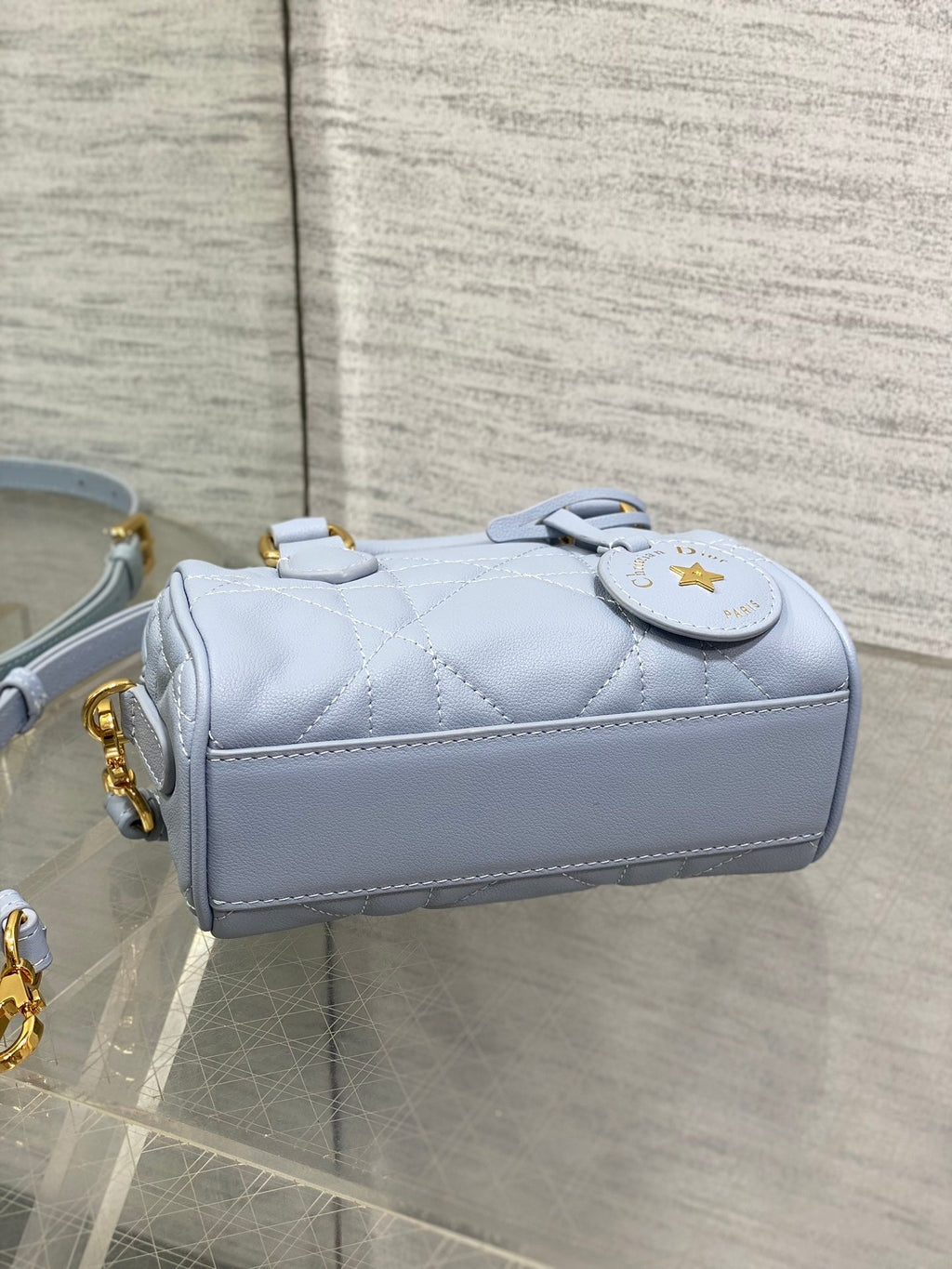 DIOR GROOVE MINI 17 BAG IN LIGHT BLUE LAMBSKIN