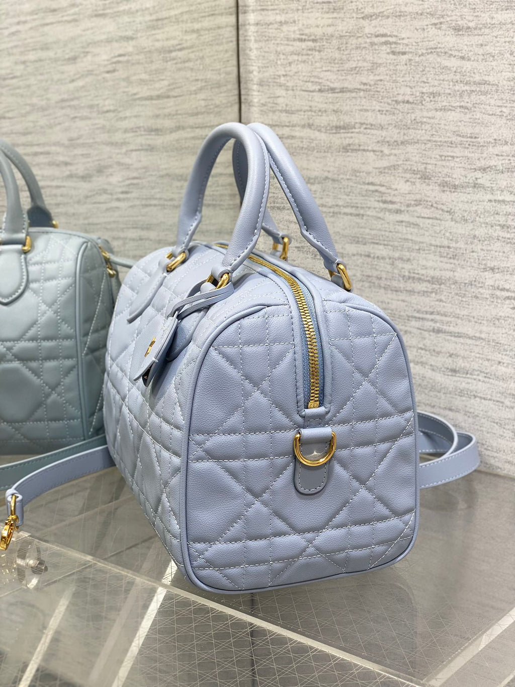 DIOR GROOVE 25 BAG IN LIGHT BLUE LAMBSKIN