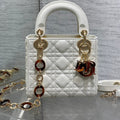 DIOR MINI 17 LADY BAG IN WHITE MACROCANNAGE LAMBSKIN WITH GOLD HARDWARE