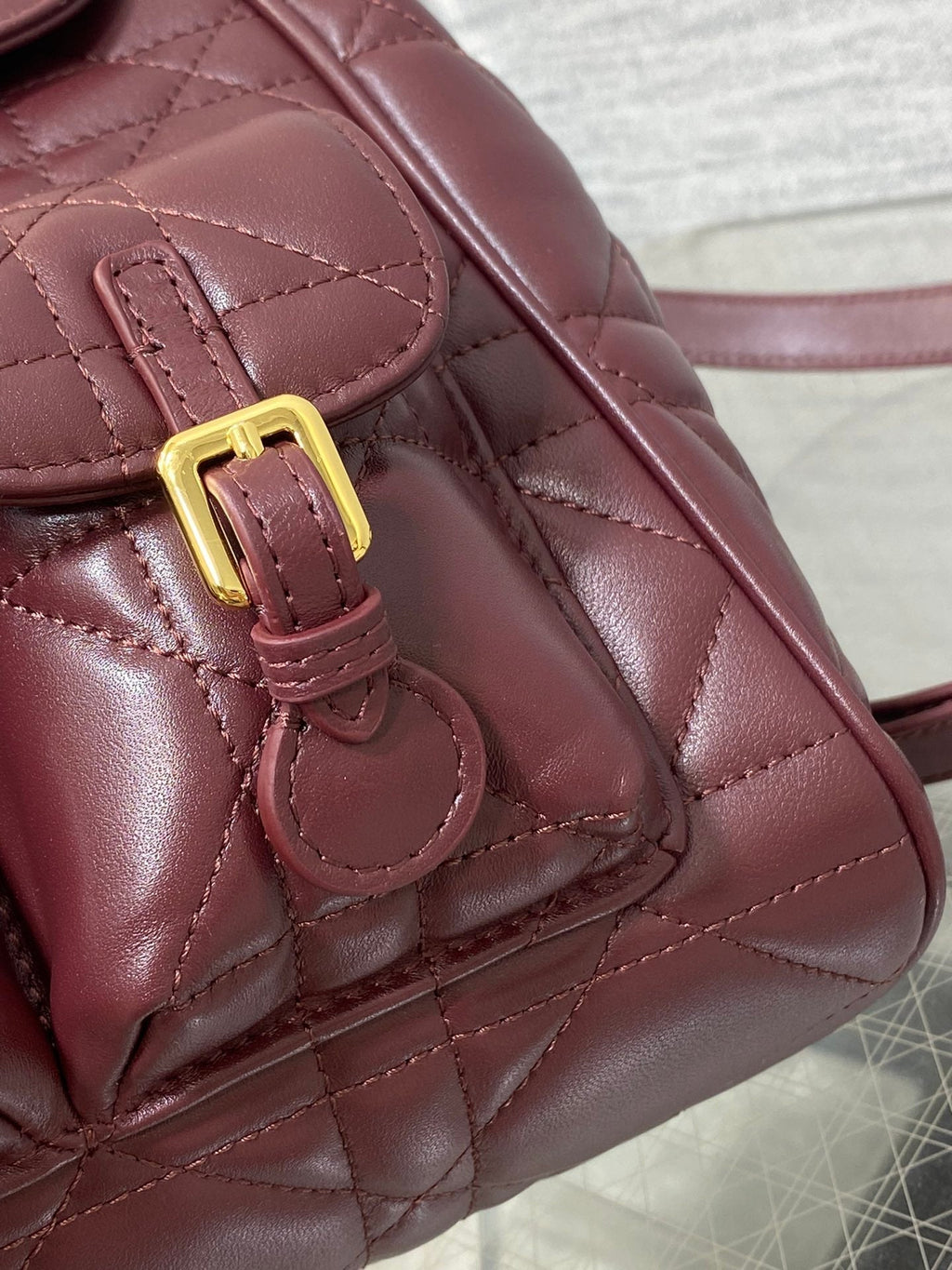 DIOR SMALL 23 CARO BACKPACK IN PLUM PURPLE MACROCANNAGE LAMBSKIN