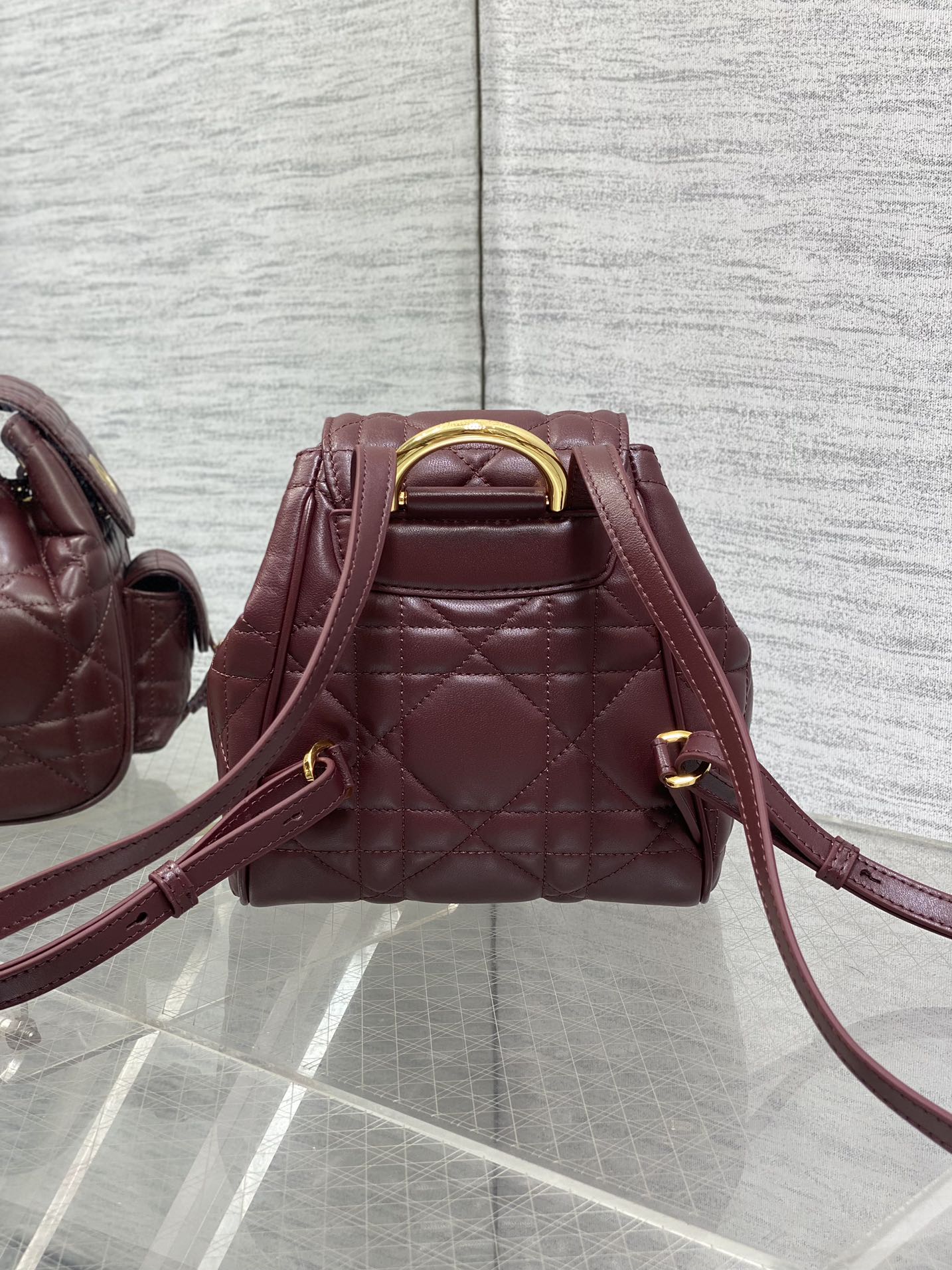 DIOR SMALL 20 CARO BACKPACK IN PLUM PURPLE MACROCANNAGE LAMBSKIN