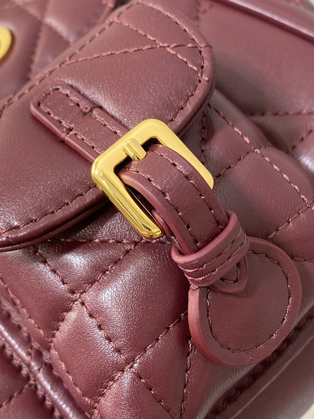 DIOR SMALL 20 CARO BACKPACK IN PLUM PURPLE MACROCANNAGE LAMBSKIN