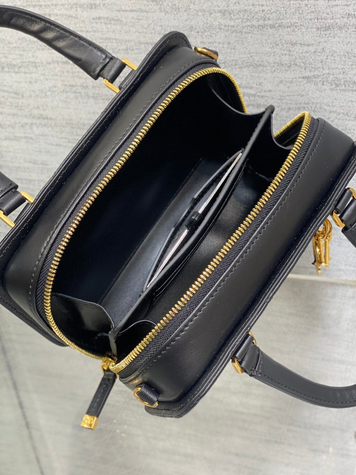 DIOR MINI GROOVE BAG 20 IN BLACK MACROCANNAGE LAMBSKIN 226487