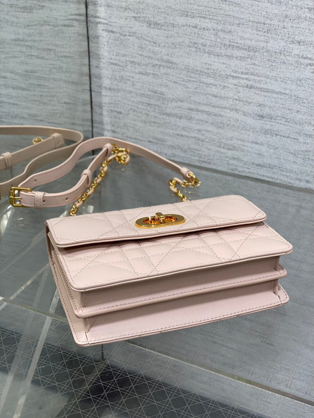 DIOR MISS CARO MINI 17 BAG IN LEMONADE PINK MACROCANNAGE LAMBSKIN