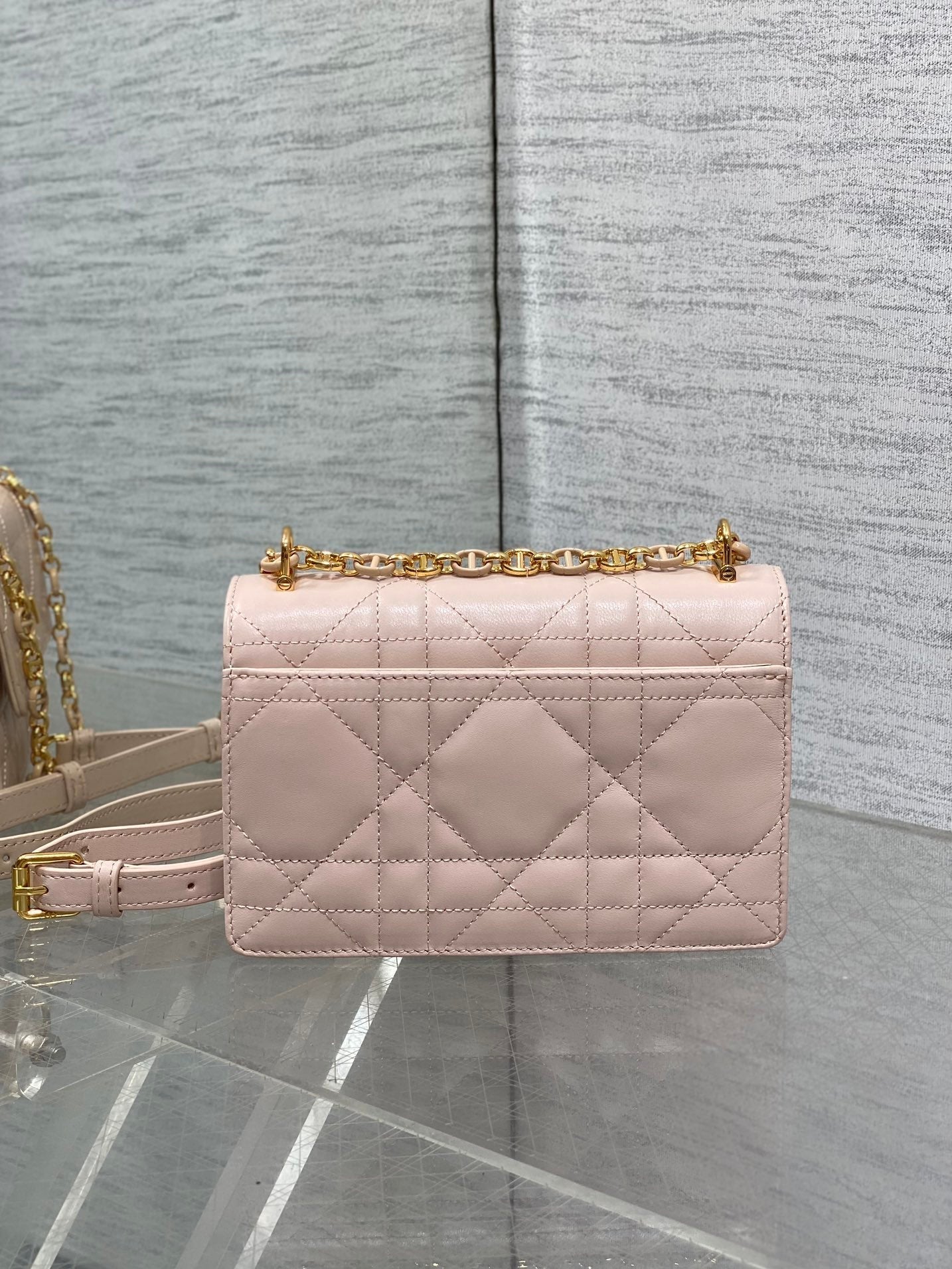 DIOR MISS CARO MINI 17 BAG IN LEMONADE PINK MACROCANNAGE LAMBSKIN