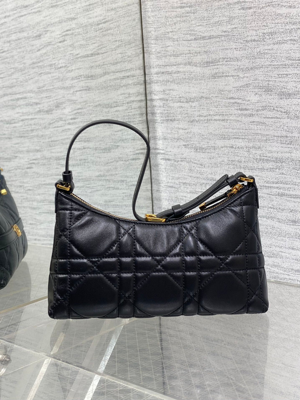 DIOR MISS CARO CIGALE MINI 24 BAG IN BLACK MACROCANNAGE LAMBSKIN