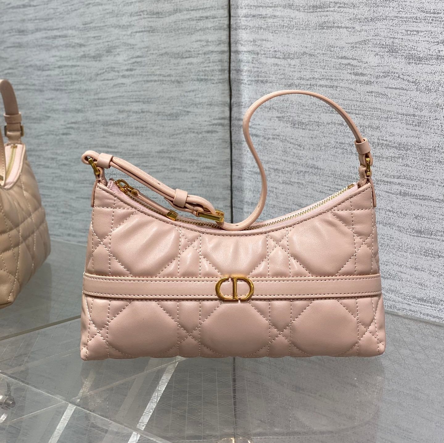 DIOR MISS CARO CIGALE MINI 24 BAG IN POWDER PINK MACROCANNAGE LAMBSKIN