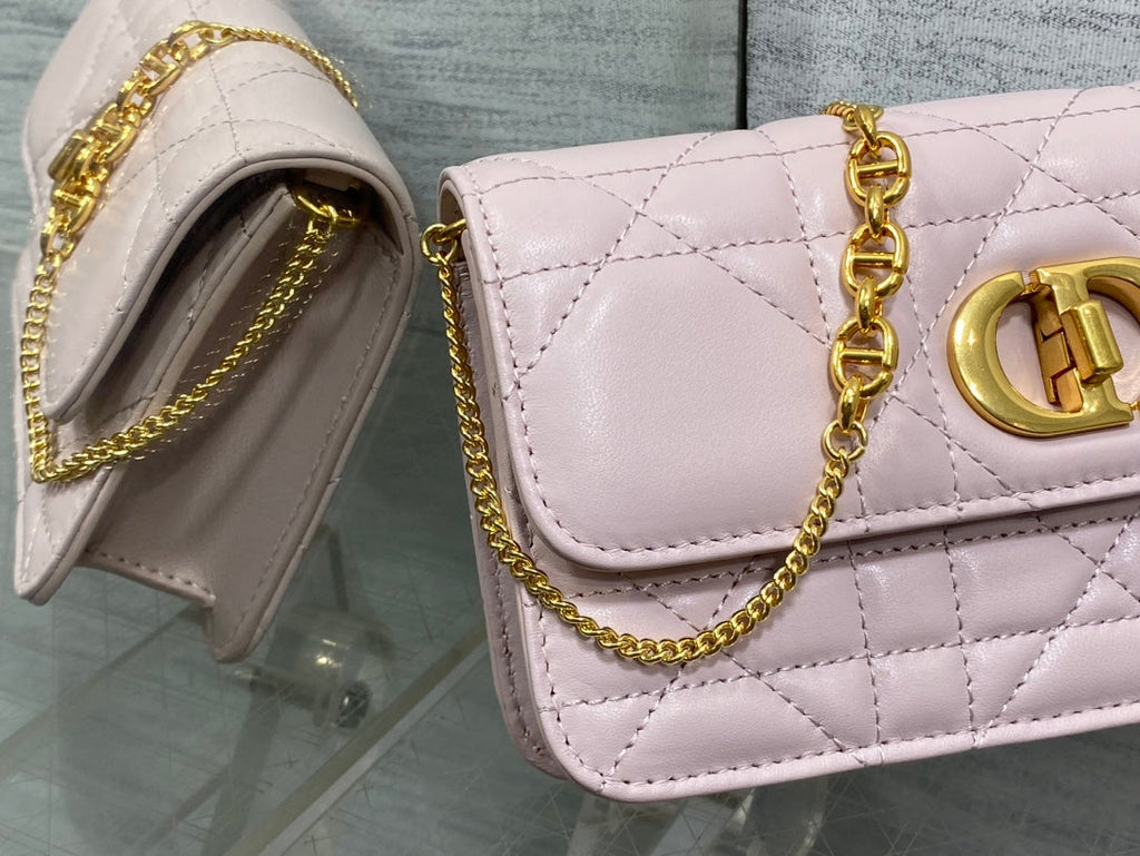 DIOR MONTAIGNE AVENUE MINI 19 BAG IN LIGHT PINK CALFSKIN WITH GOLD HARDWARE