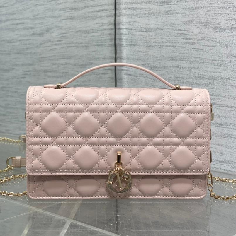 DIOR MINI BAG 24 IN LIGHT PINK PATENT CANNAGE CALFSKIN