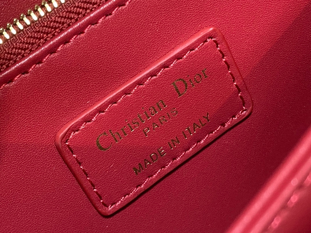 DIOR MINI BAG 24 IN RUBBY RED PATENT CANNAGE CALFSKIN
