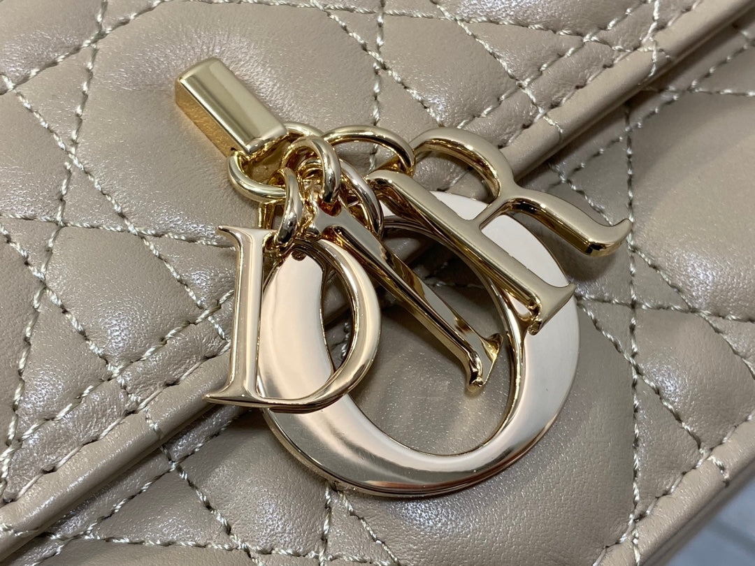 DIOR MINI BAG 24 IN CAMEL BEIGE PATENT CANNAGE CALFSKIN