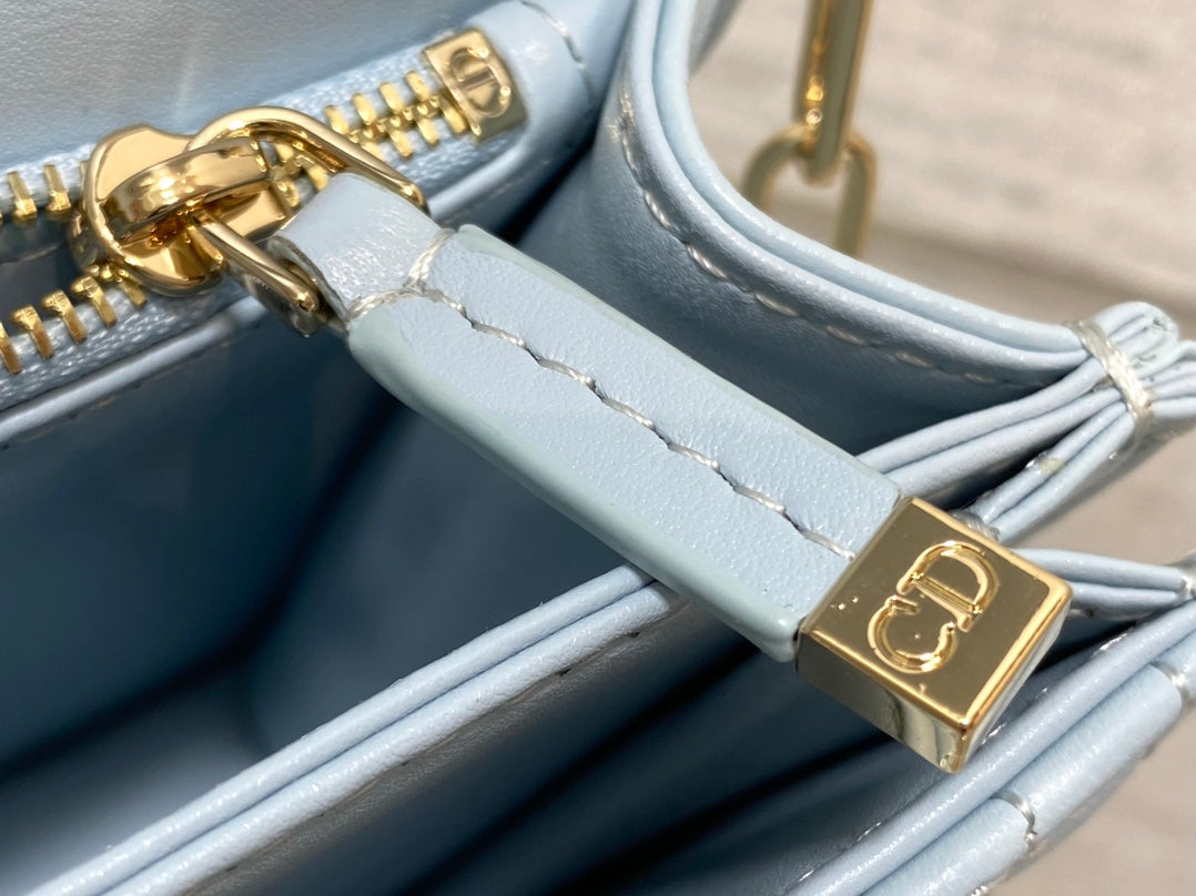 DIOR MINI BAG 24 IN LIGHT BLUE PATENT CANNAGE CALFSKIN