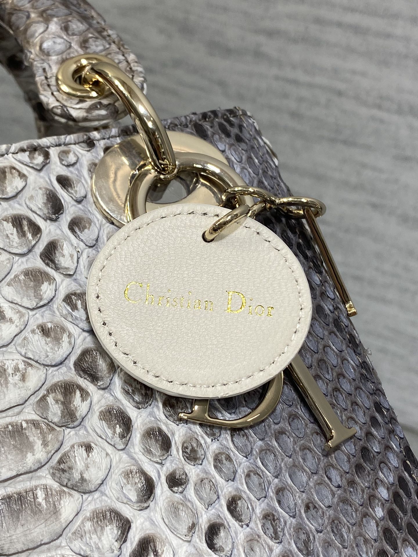 DIOR MINI 17 LADY BAG IN WHITE MIX BLACK SNAKESKIN PATTERN LAMBSKIN