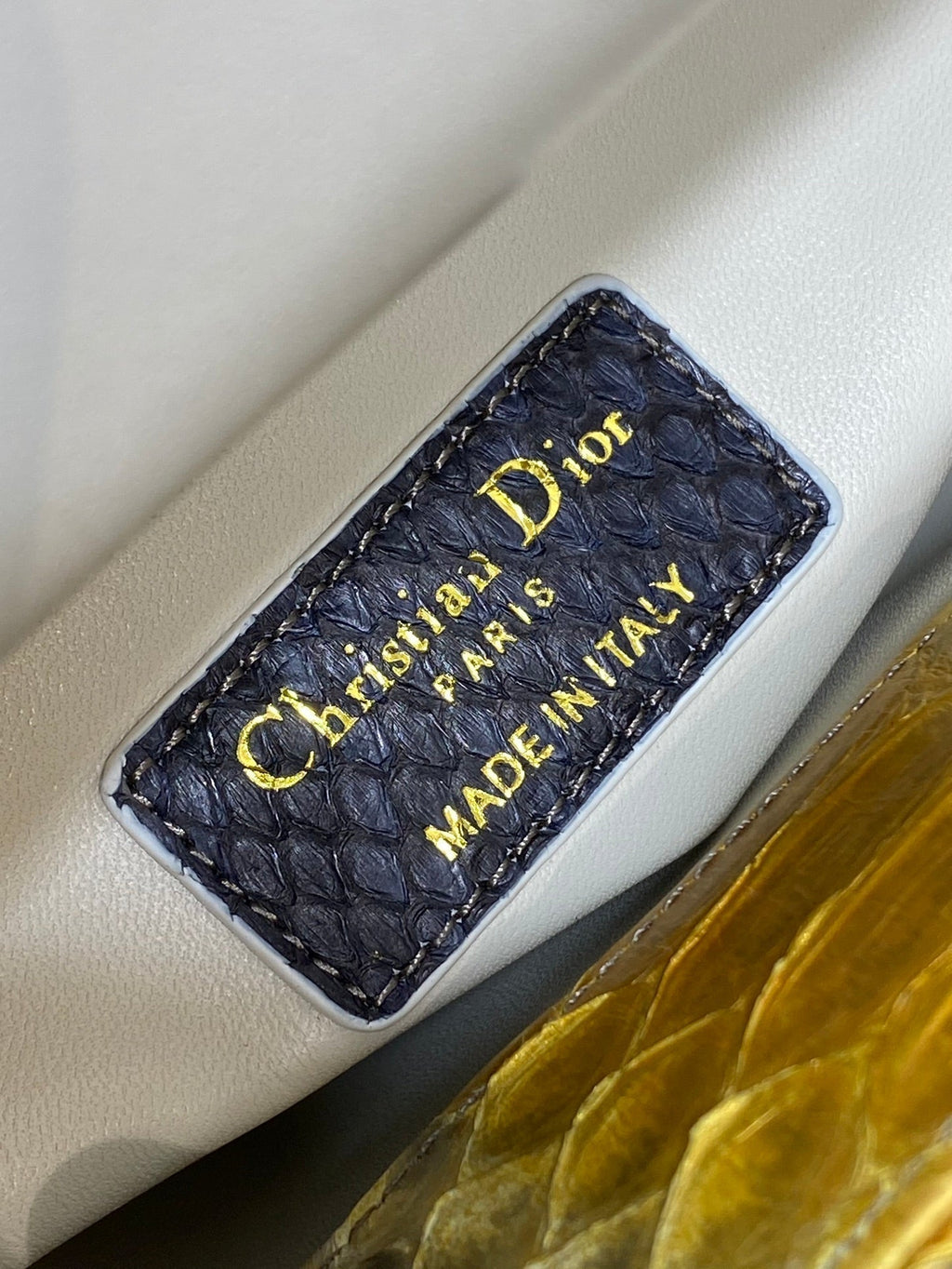 DIOR MINI 17 LADY BAG IN SUN FLOWER MIX BLACK SNAKESKIN PATTERN LAMBSKIN