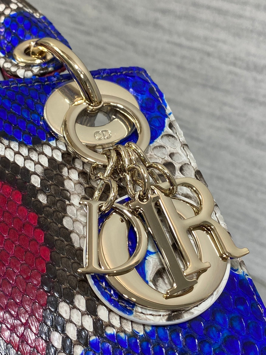 DIOR MINI 17 LADY BAG IN COLORFUL SNAKESKIN PATTERN LAMBSKIN 225981