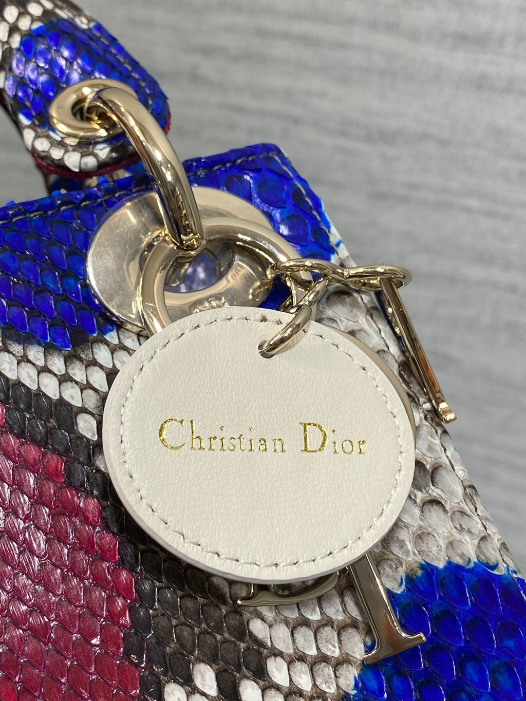 DIOR MINI 17 LADY BAG IN COLORFUL SNAKESKIN PATTERN LAMBSKIN 225981