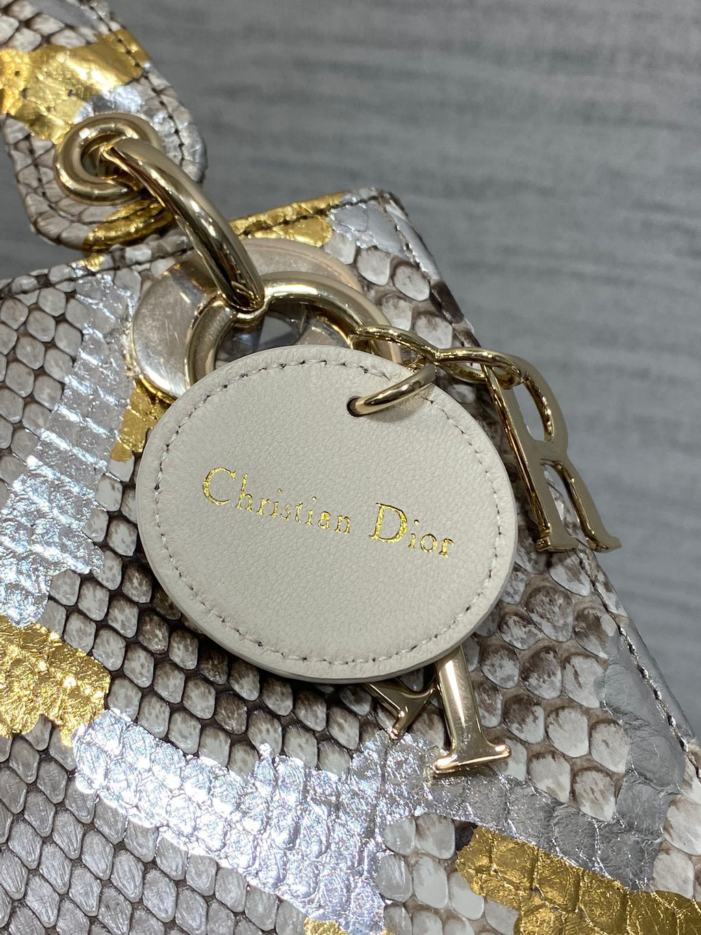DIOR MINI 17 LADY BAG IN COLORFUL SNAKESKIN PATTERN LAMBSKIN 225983